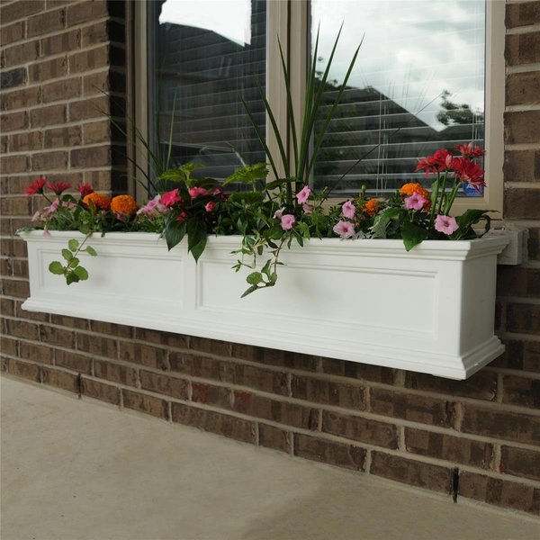 Lawnitator 5824W 5-Foot Fairfield Window Planter Box with Brackets - White LA2621760